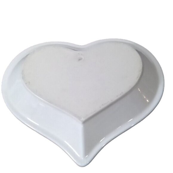 Blue Spongeware Heart Shaped Pie Dish‎ w/ Blue Heart Decor Glazed - Picture 2 of 4